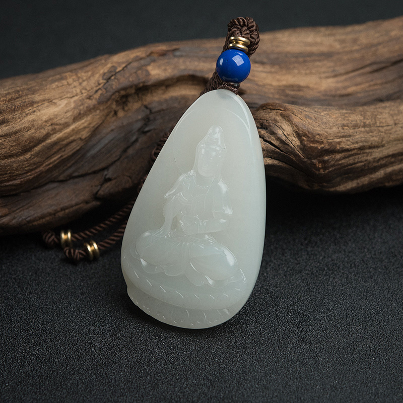新疆和田白玉观音吊坠-红掌柜