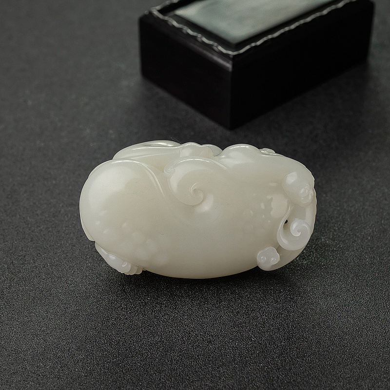 天然籽料和田白玉大象手把件-红掌柜