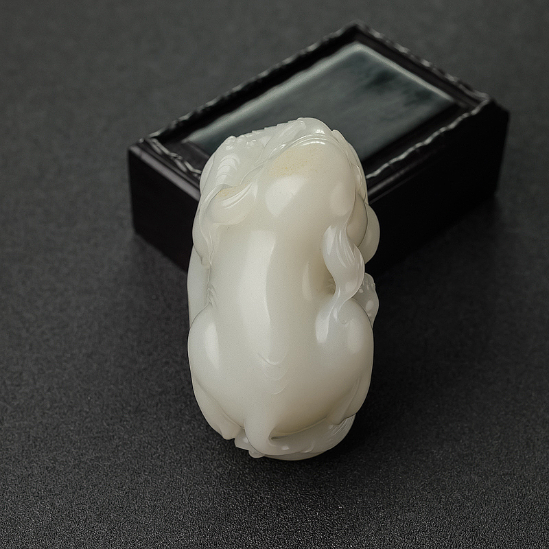 籽料和田白玉大象手把件-红掌柜