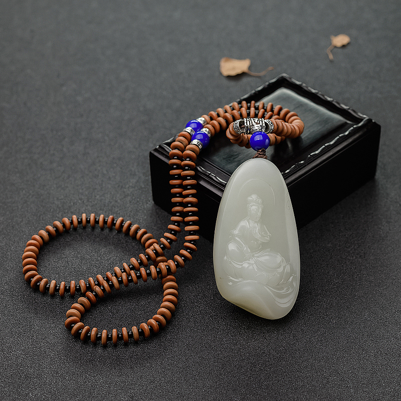 籽料和田白玉观音吊坠-红掌柜