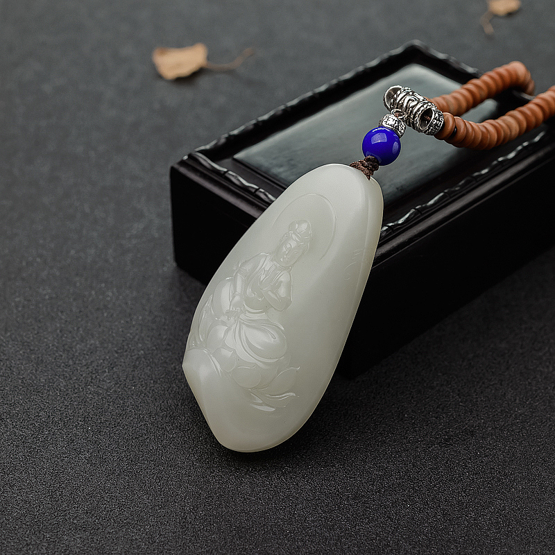 和田白玉观音吊坠-红掌柜