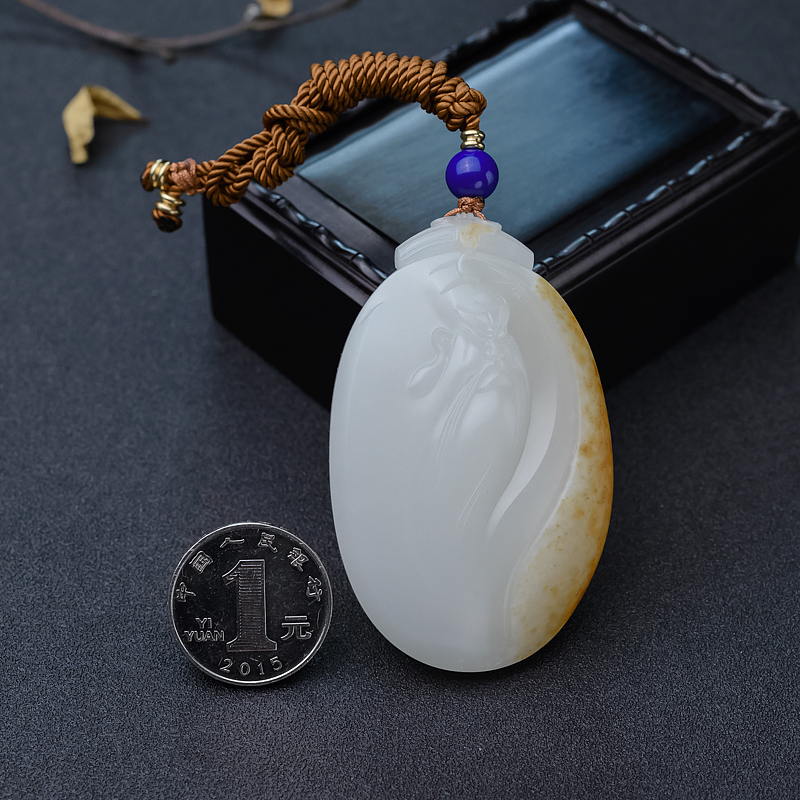 天然和田玉关公吊坠-红掌柜