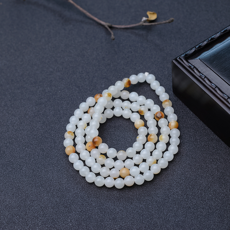 俏色和田玉珠链-红掌柜