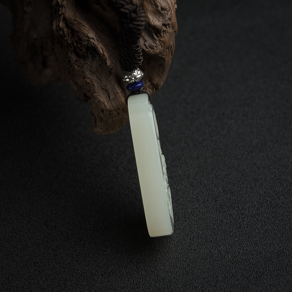 籽料和田白玉亭亭玉立吊坠-红掌柜