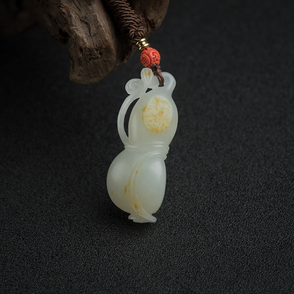 籽料和田青白玉葫芦吊坠-红掌柜