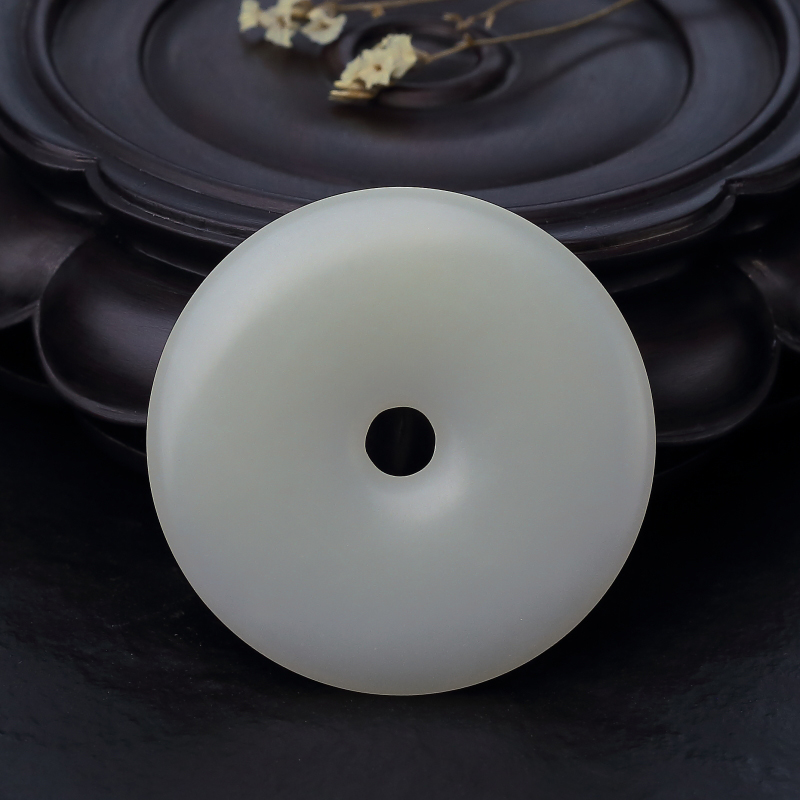 天然籽料和田白玉平安扣吊坠-红掌柜