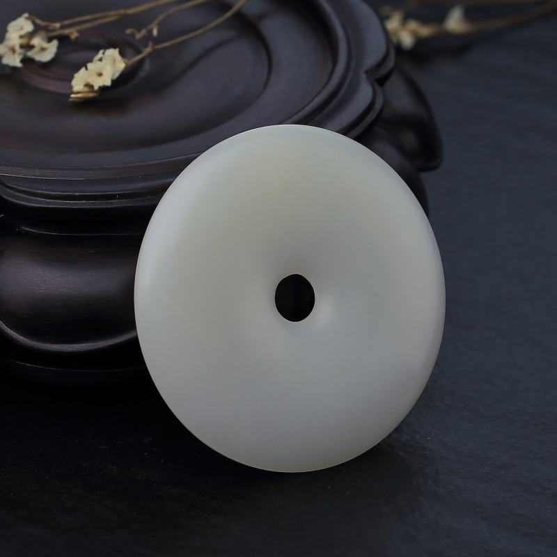 天然和田白玉平安扣吊坠-红掌柜