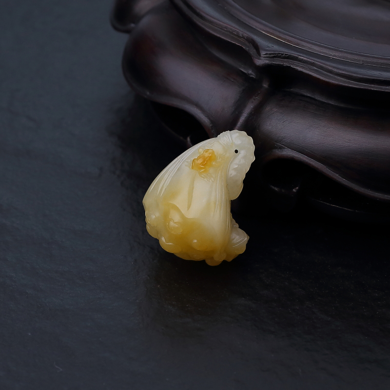 籽料俏色和田玉多子多福吊坠-红掌柜