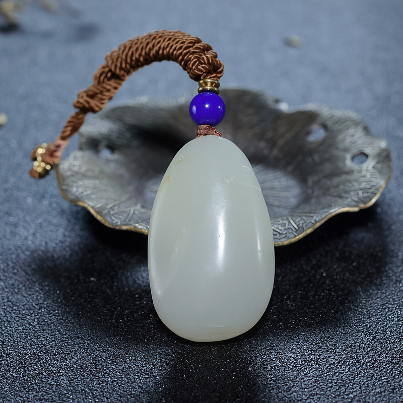 新疆天然和田白玉弥勒佛吊坠-红掌柜