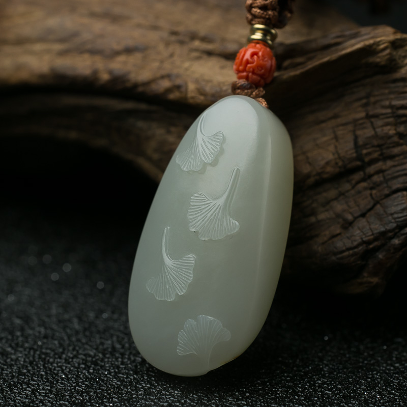 天然和田玉叶子吊坠-红掌柜