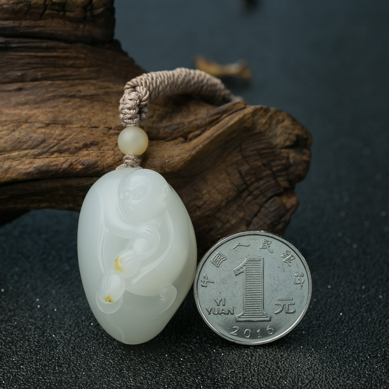 籽料和田白玉猴子吊坠-红掌柜
