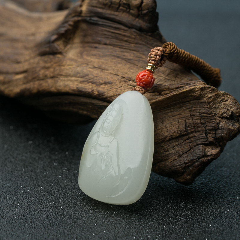 和田白玉观音吊坠-红掌柜