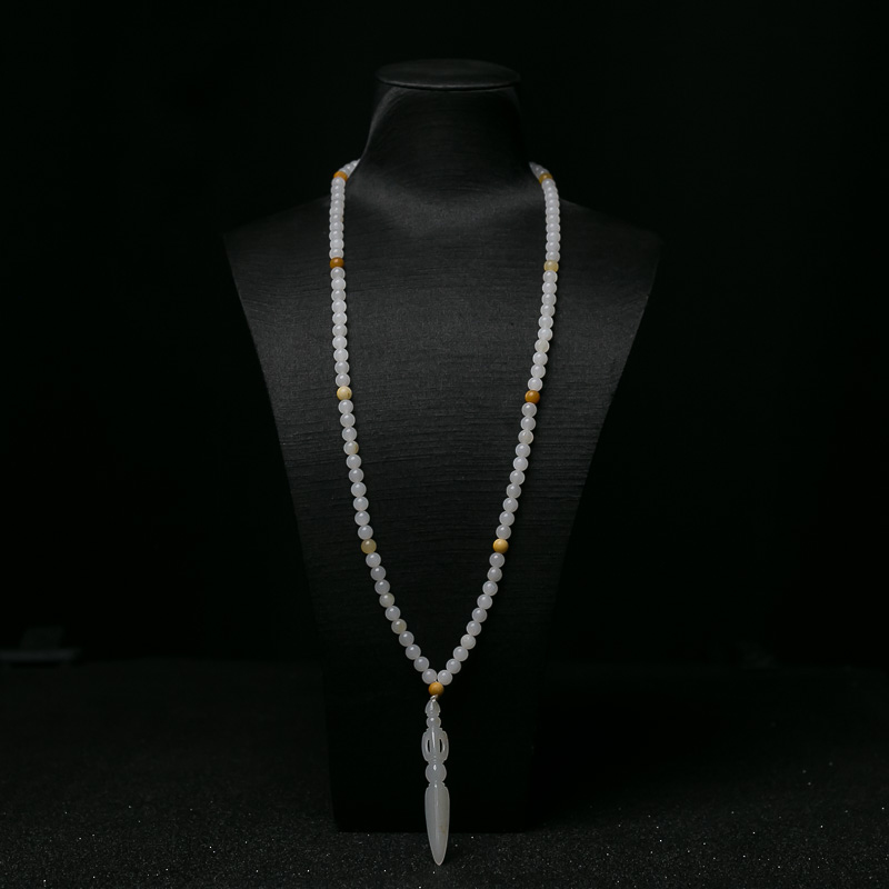 6.3mm籽料和田玉珠链-红掌柜