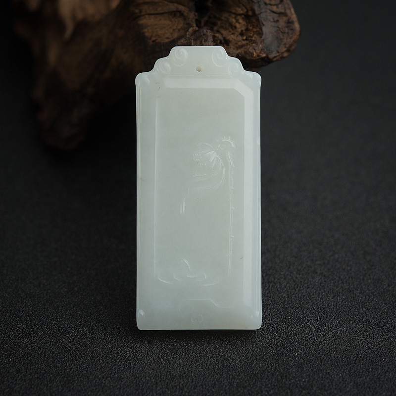 俄料山料白玉一品清廉吊坠-红掌柜