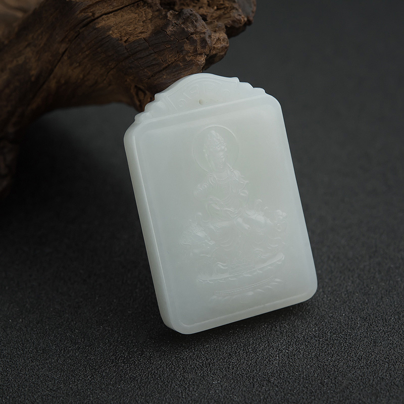 俄料山料白玉文殊菩萨吊坠-红掌柜