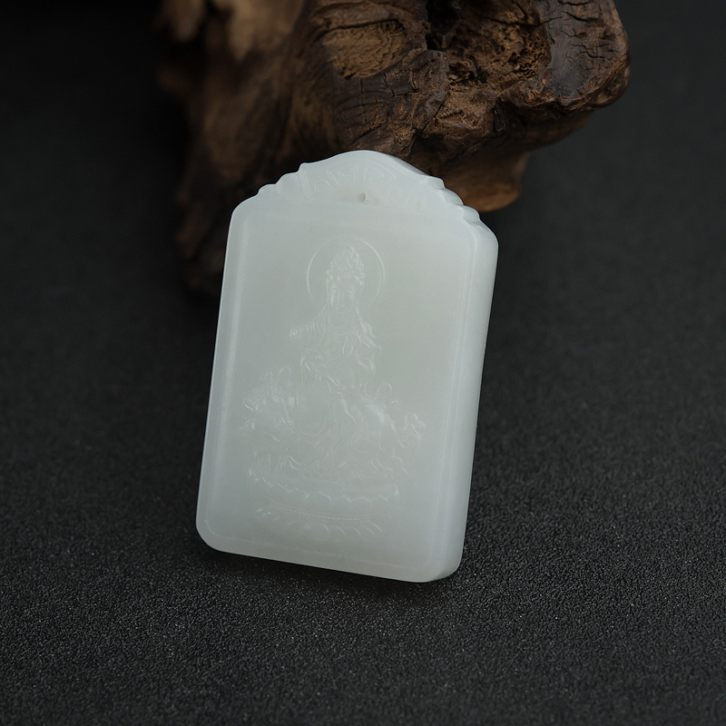 山料白玉文殊菩萨吊坠-红掌柜