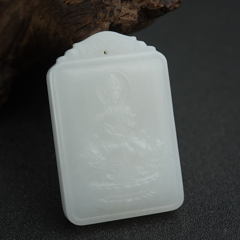 俄料山料白玉文殊菩萨吊坠-红掌柜