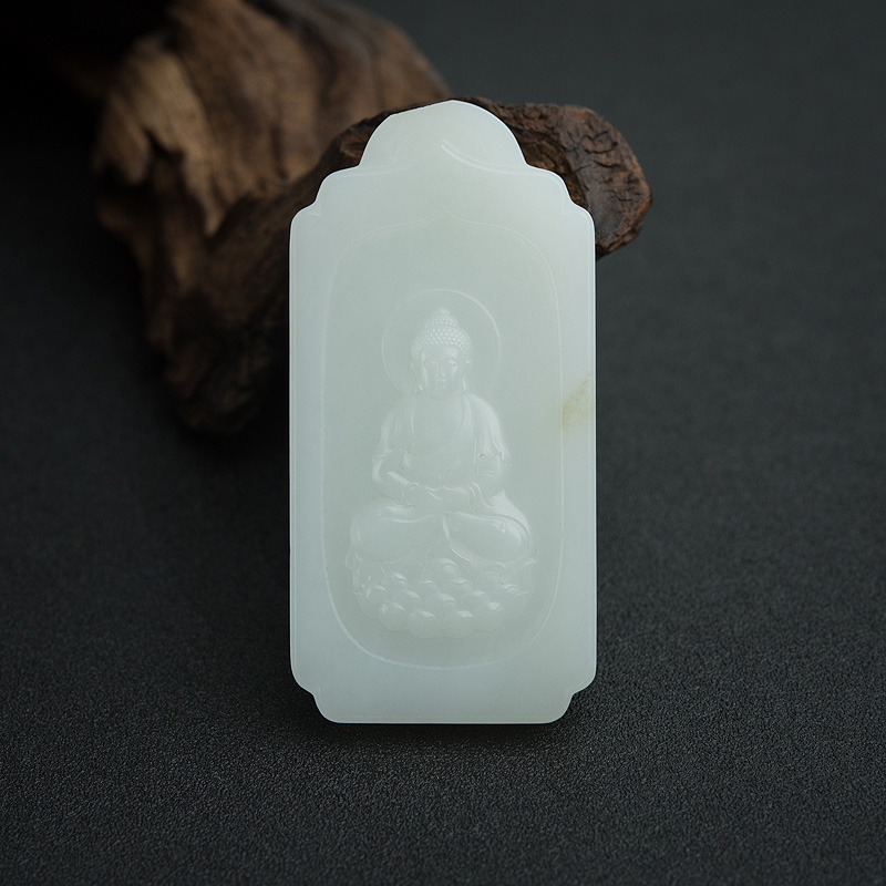 俄料白玉山料大日如来吊坠-红掌柜