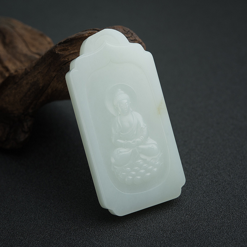 俄料山料白玉大日如来吊坠-红掌柜