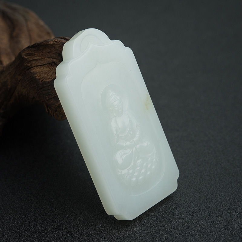 俄料山料白玉大日如来吊坠-红掌柜