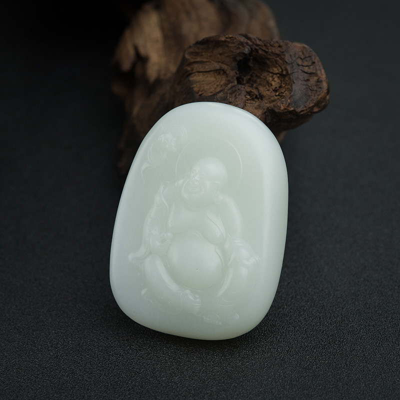 俄料山料白玉福在眼前吊坠-红掌柜