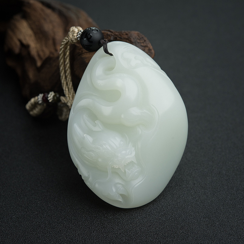 天然俄料白玉山料龙手把件-红掌柜