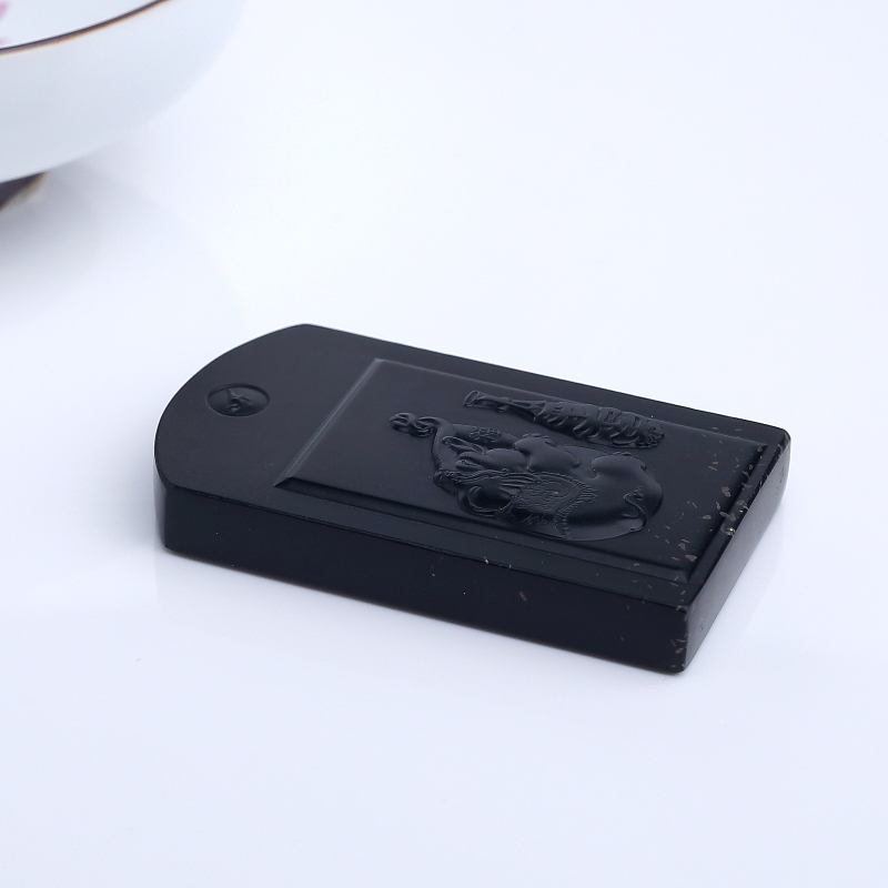 和田墨玉山料太平吉祥吊坠-红掌柜