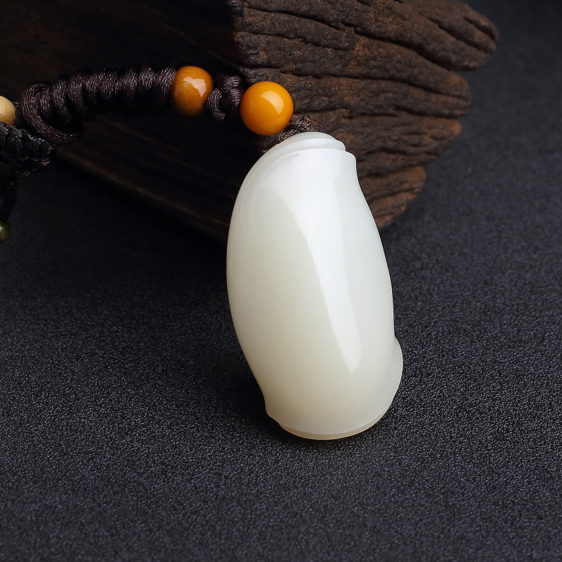 山料天然和田玉节节高升吊坠-红掌柜