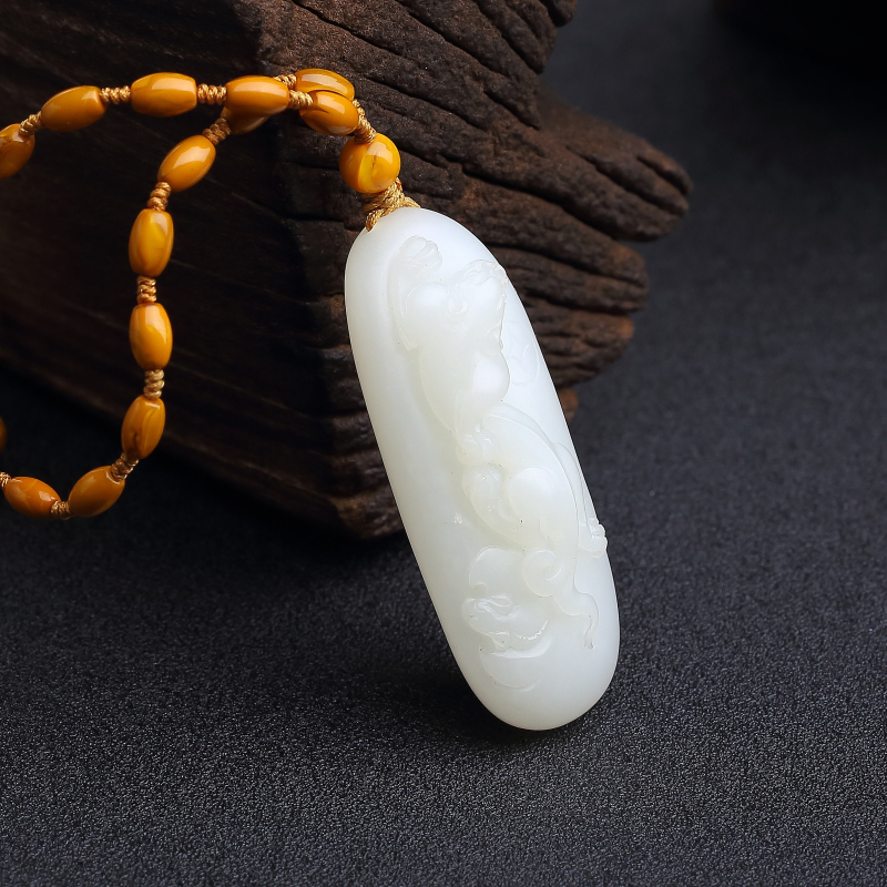 山料和田白玉貔貅吊坠-红掌柜