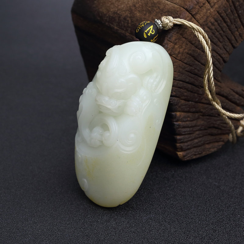 天然和田白玉貔貅手把件-红掌柜
