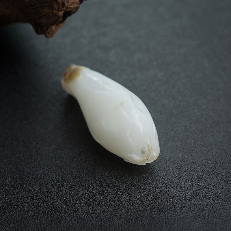 天然和田白玉玉兰花吊坠-红掌柜