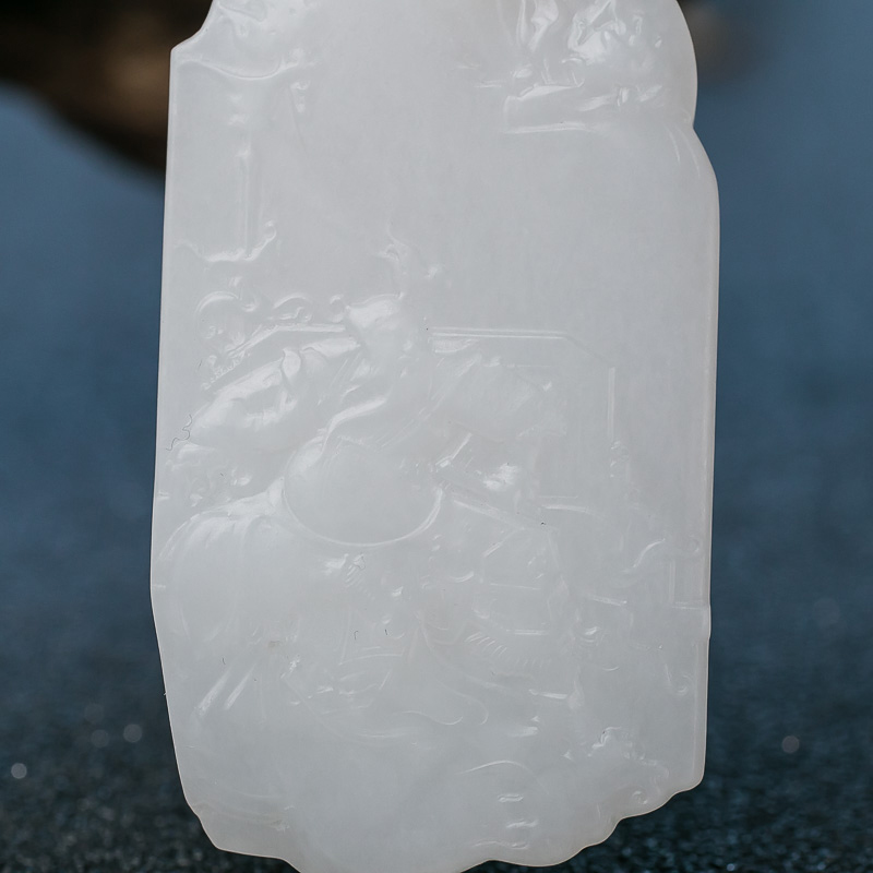 天然和田玉关公吊坠-红掌柜