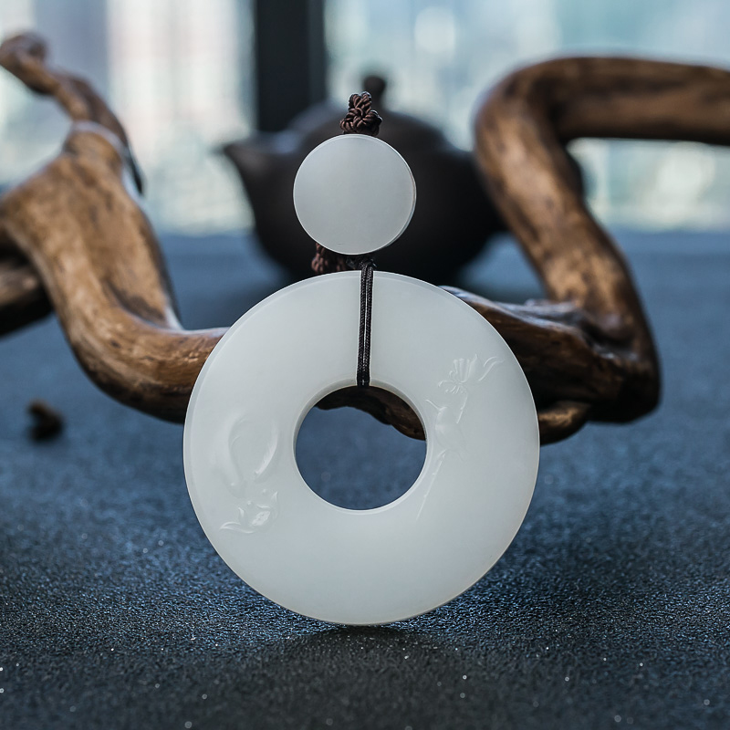 山料和田白玉平安扣吊坠-红掌柜