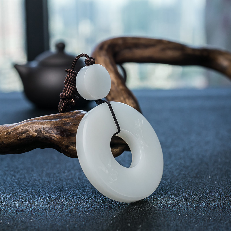 山料和田玉平安扣吊坠-红掌柜