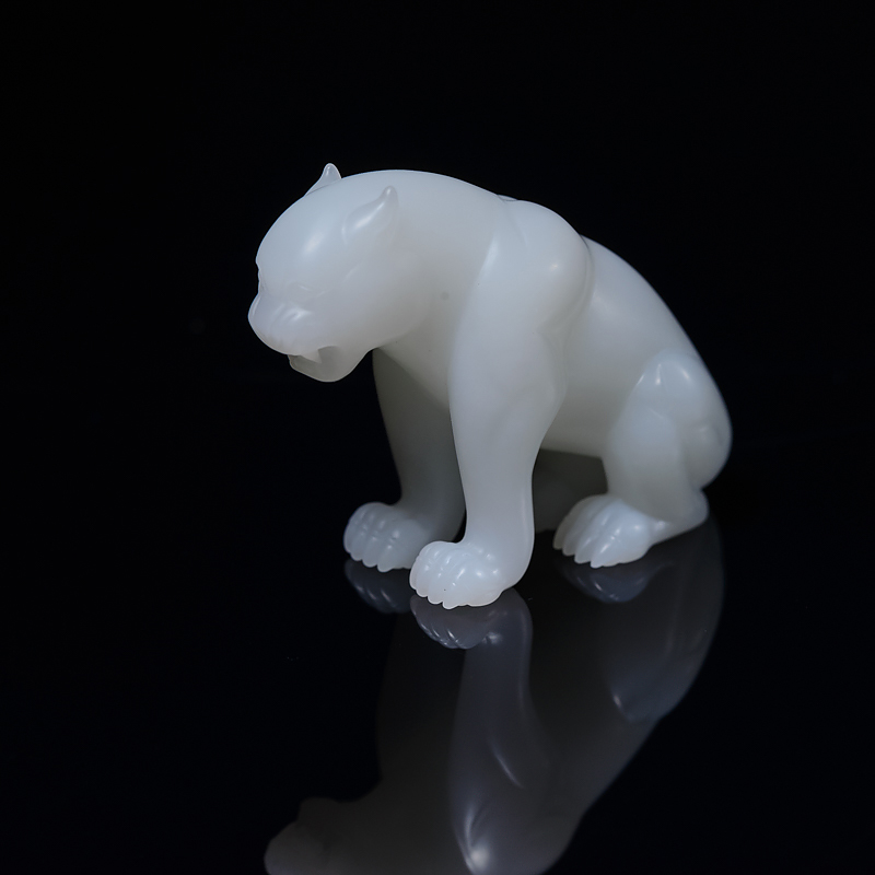 山料和田白玉豹子摆件-红掌柜