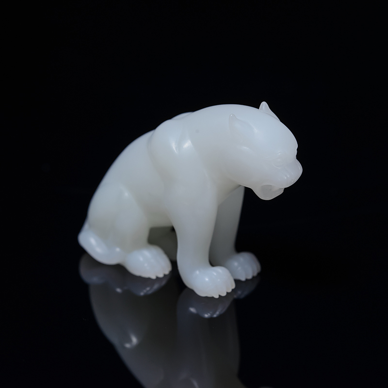 和田白玉豹子摆件-红掌柜