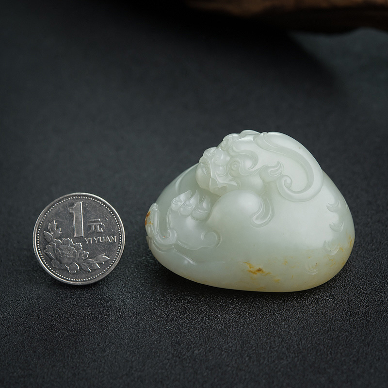 新疆天然和田玉貔貅手把件-红掌柜