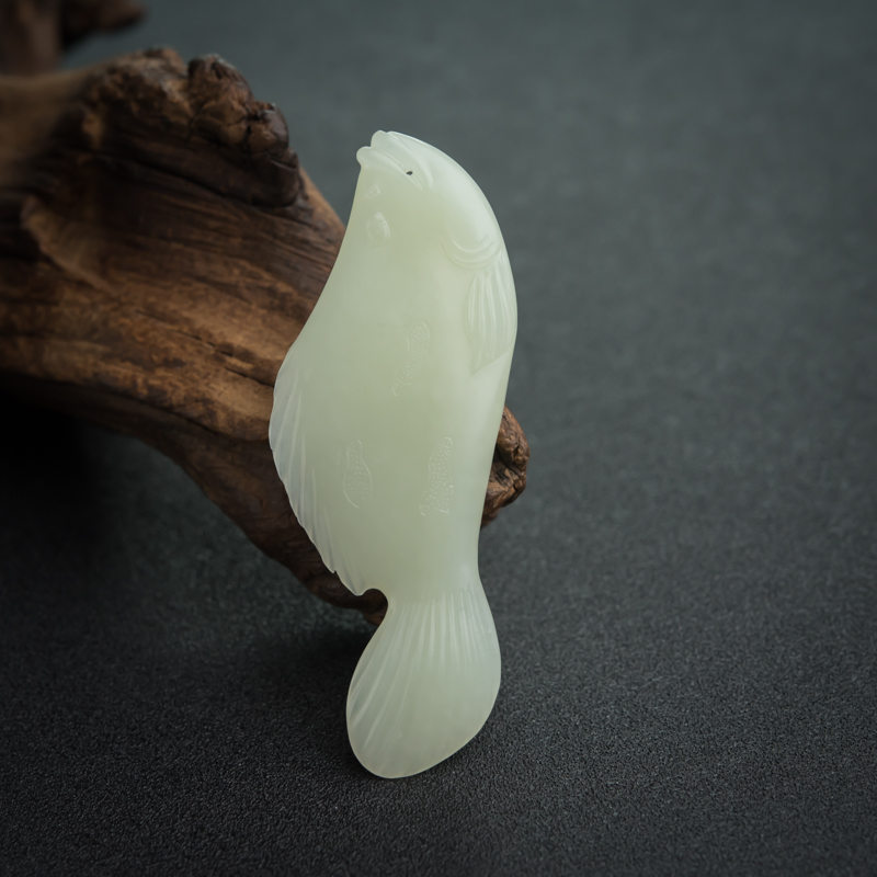 天然和田玉鱼吊坠-红掌柜