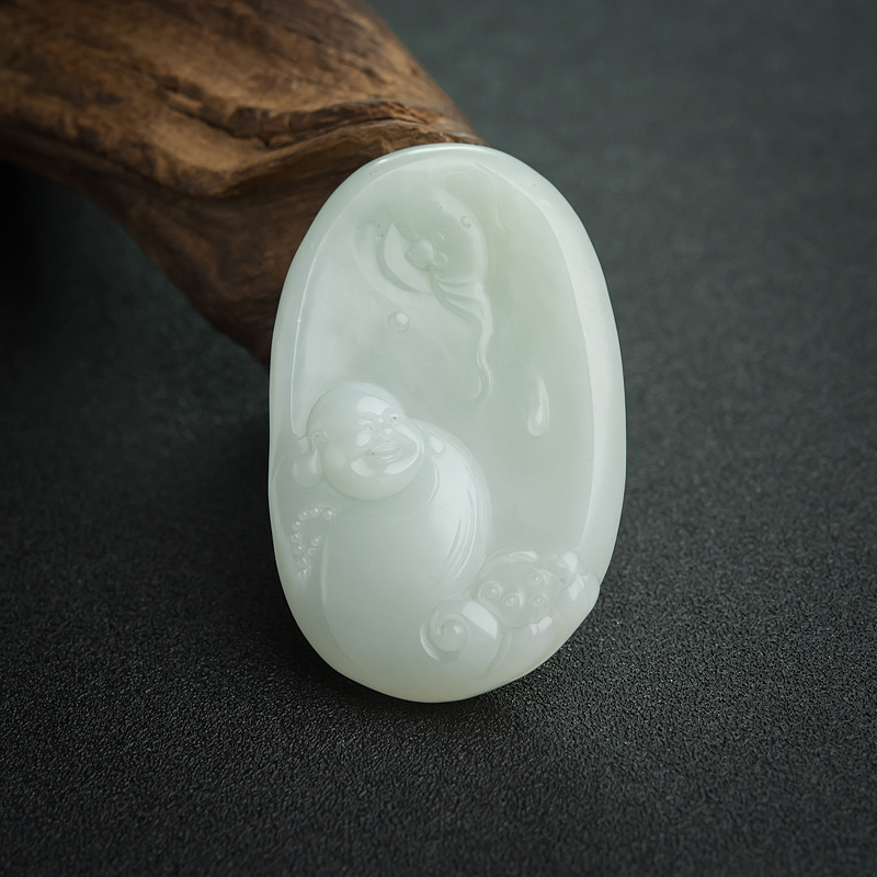 籽料和田白玉福在眼前吊坠-红掌柜