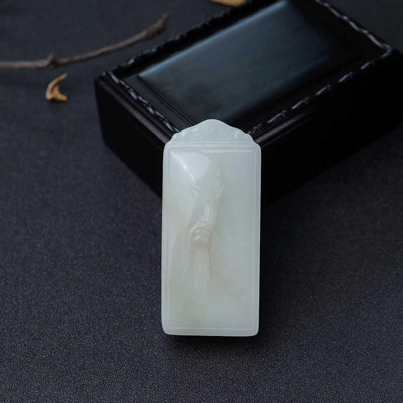 山料和田白玉关公吊坠-红掌柜