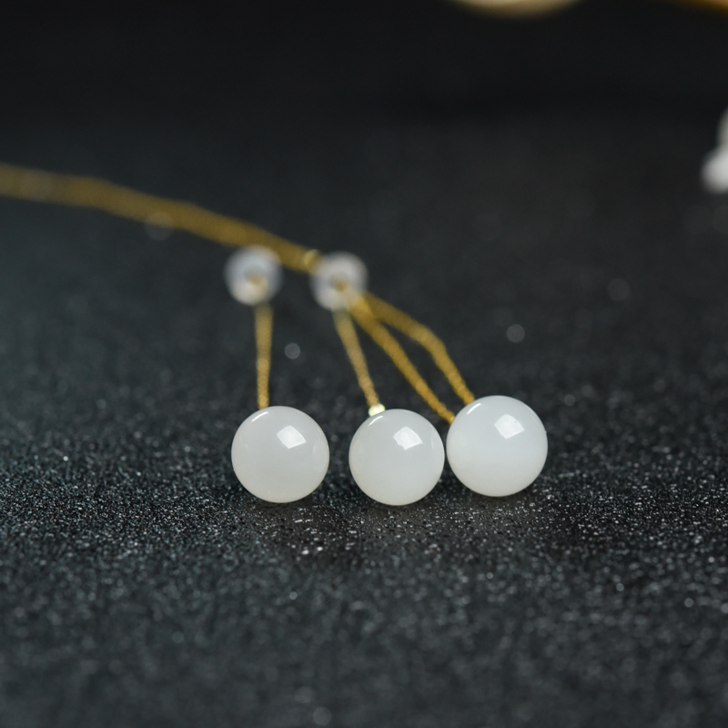 18K金镶山料和田玉吊坠/耳坠两件套-红掌柜