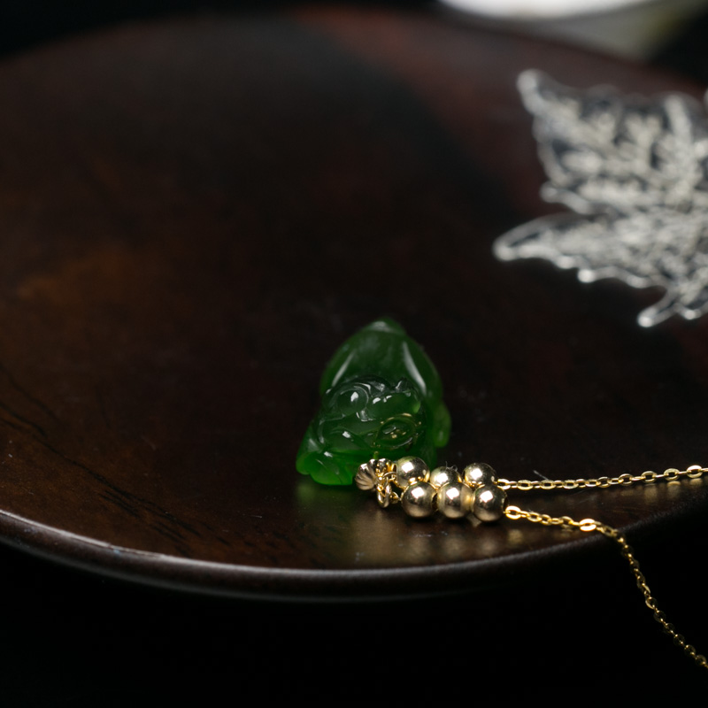 金镶山料和田碧玉貔貅项链-红掌柜