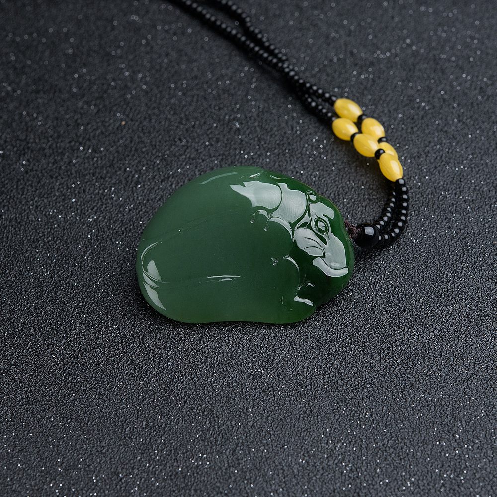 和田碧玉大象吊坠-红掌柜