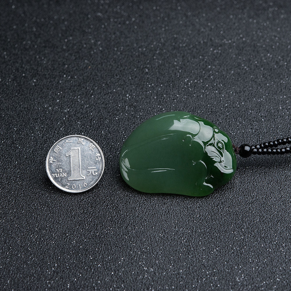 俄罗斯天然和田玉大象吊坠-红掌柜