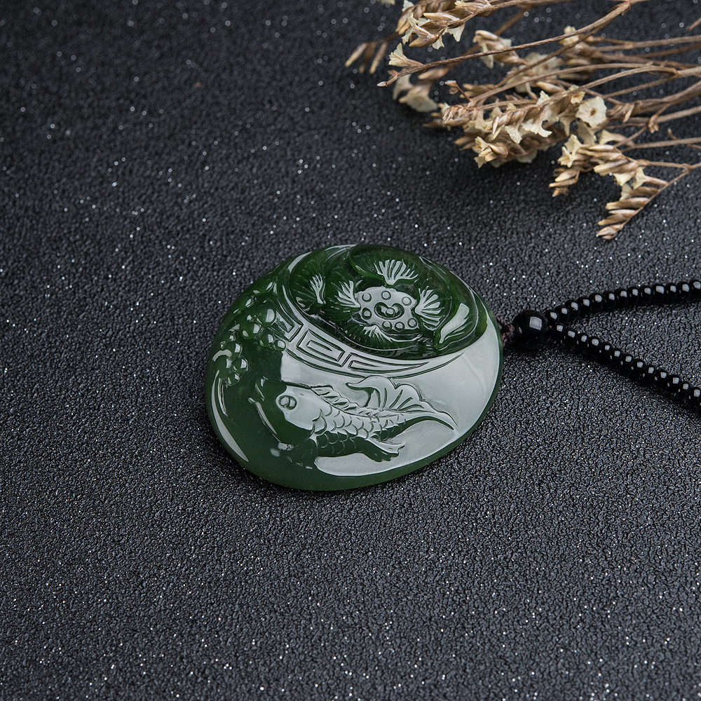 天然和田玉连年有余吊坠-红掌柜