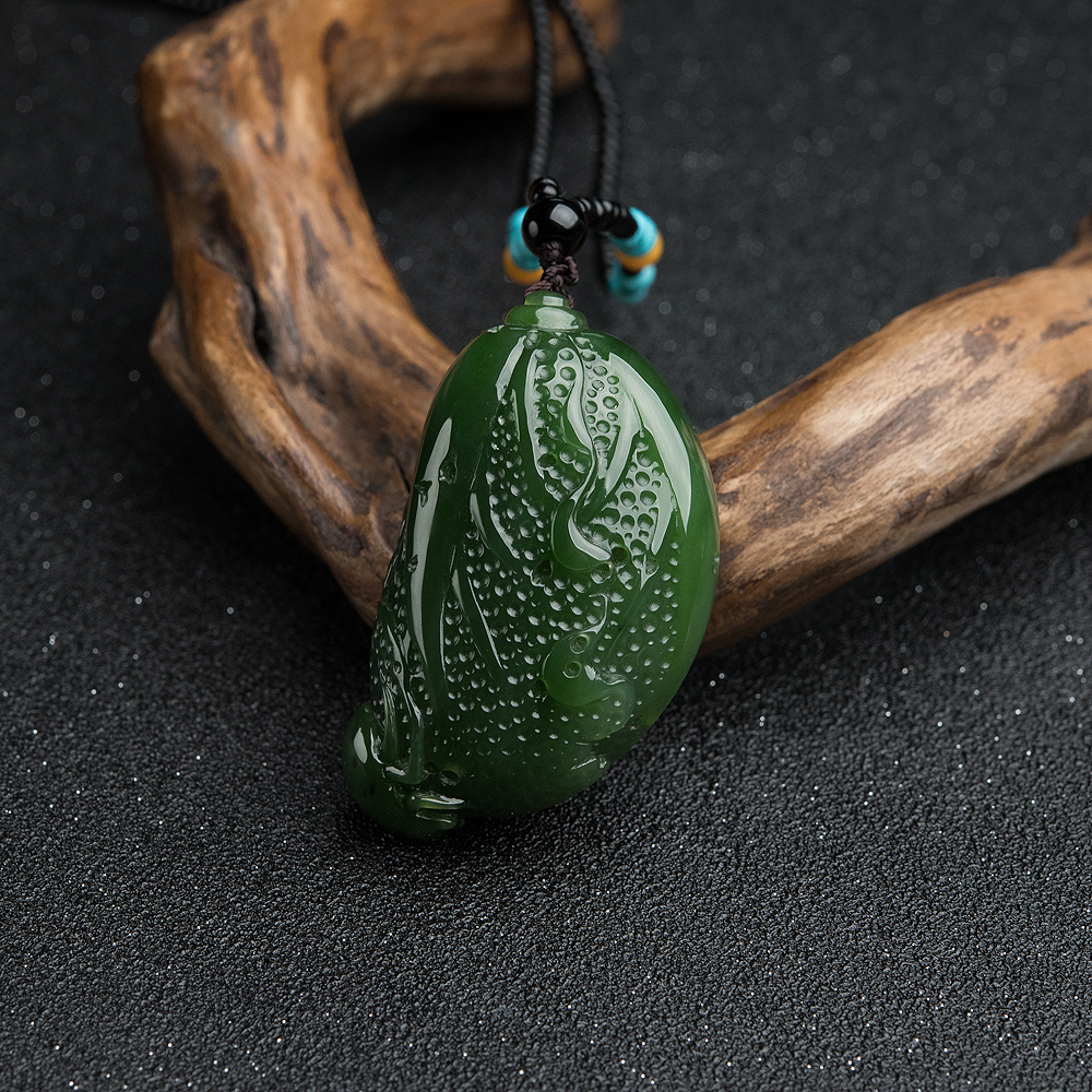 山料和田玉白菜吊坠-红掌柜