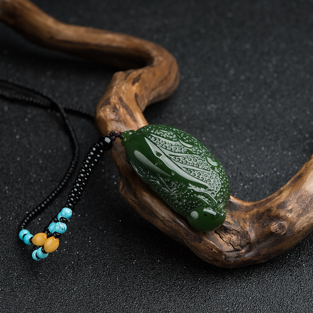 天然和田玉白菜吊坠-红掌柜