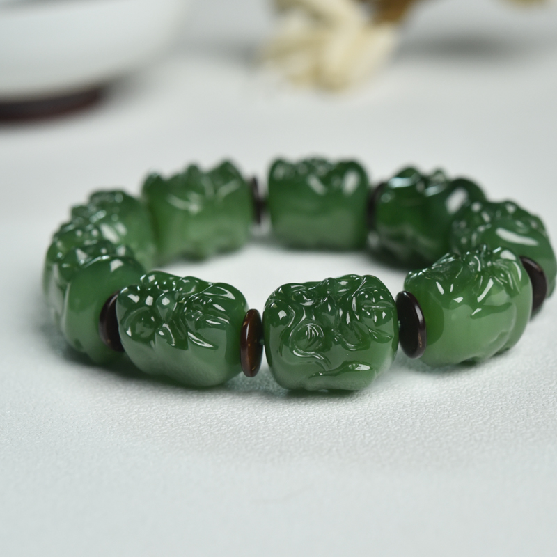 和田玉罗汉头单圈手串-红掌柜