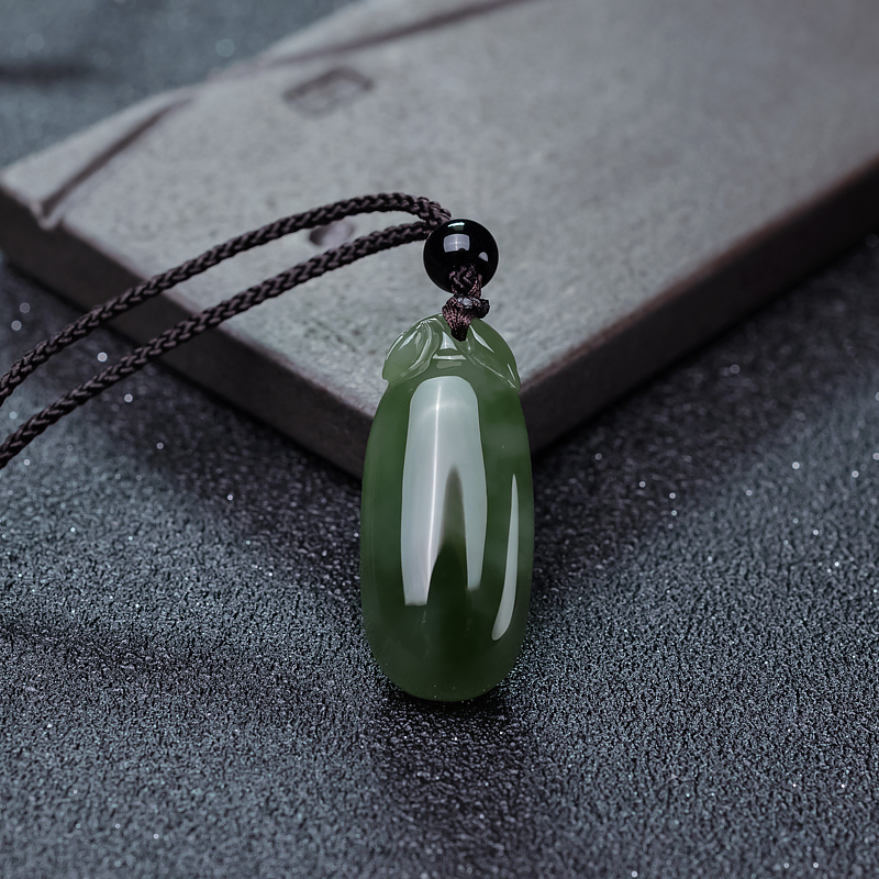 俄料天然山料和田碧玉福瓜吊坠-红掌柜