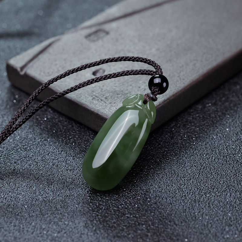 天然山料和田碧玉福瓜吊坠-红掌柜